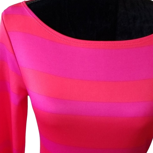 Project Runway | Pink & orange striped long sleeve bodycon midi dress me… - Picture 8 of 10